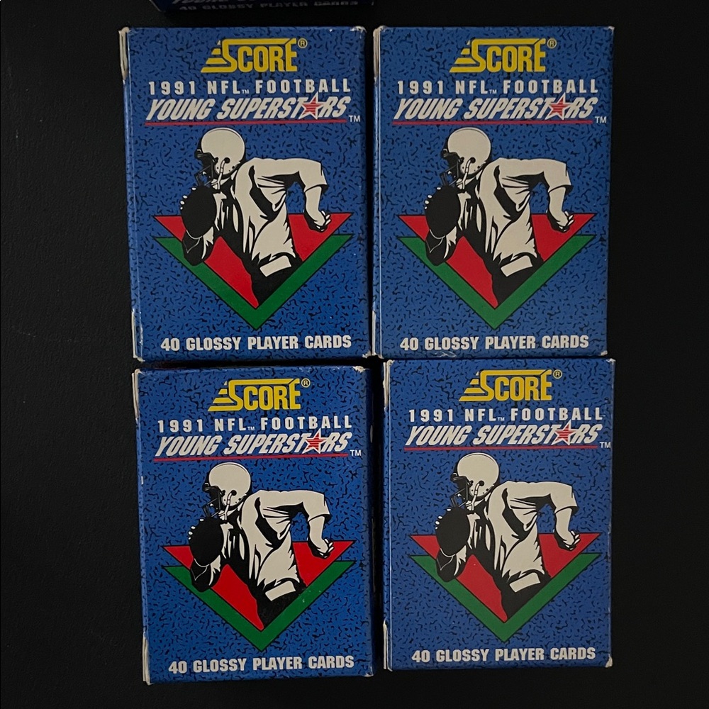 Lot of 4 Score 1991 NFL Football Young Superstars Trading Card Set - Blue